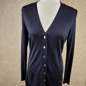 Brooks Brothers Womens Merino Wool Cardigan Navy Long Medium